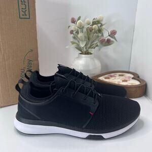 Kuru Atom Walking Comfort Sneaker Jet Black/White/Fire Red Men 12.5 Medium NWB